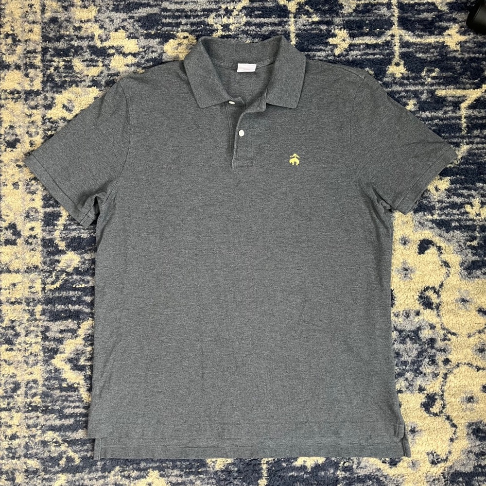 Brooks Brothers 1818 Performance Polo Shirt Mens Large Gray Original Fit Cotton